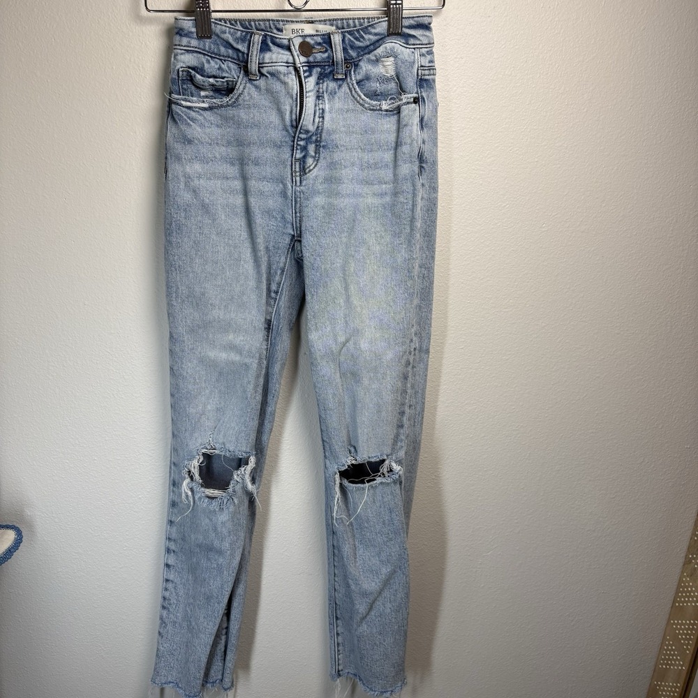 BKE Womens 23 Light Blue Billie Jeans Distressed Streetwear Cotton
